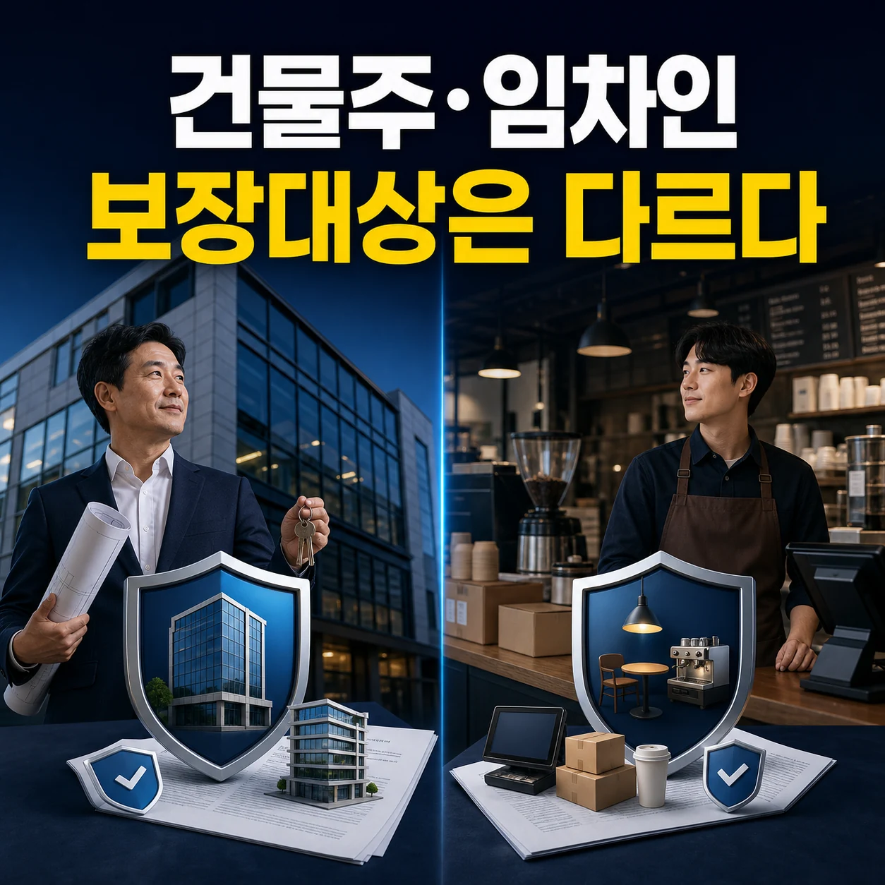 상가 화재보험 건물주와 임차인 보장대상 비교 카드뉴스
