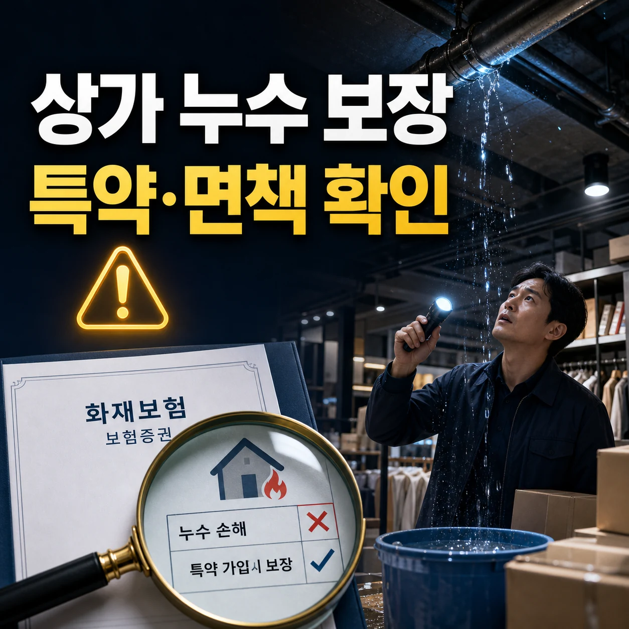 상가 화재보험 누수 특약과 면책 자기부담금 확인 카드뉴스