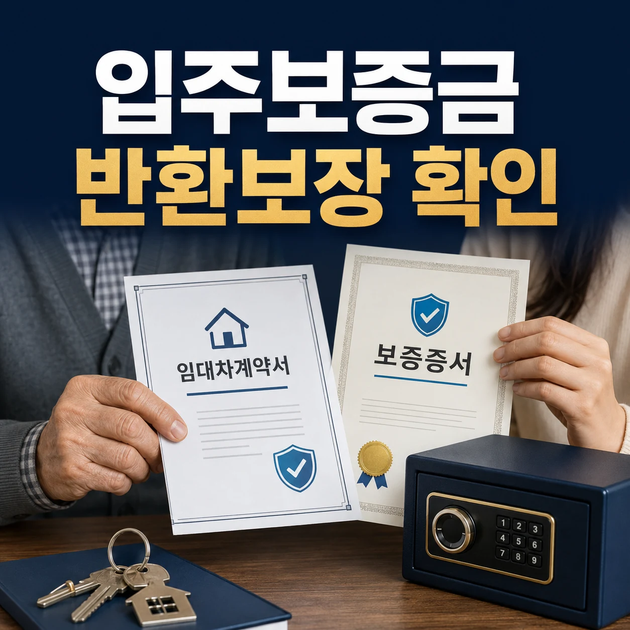 실버타운 입주보증금 반환보장 보험증권과 임대차계약서를 확인하는 카드뉴스