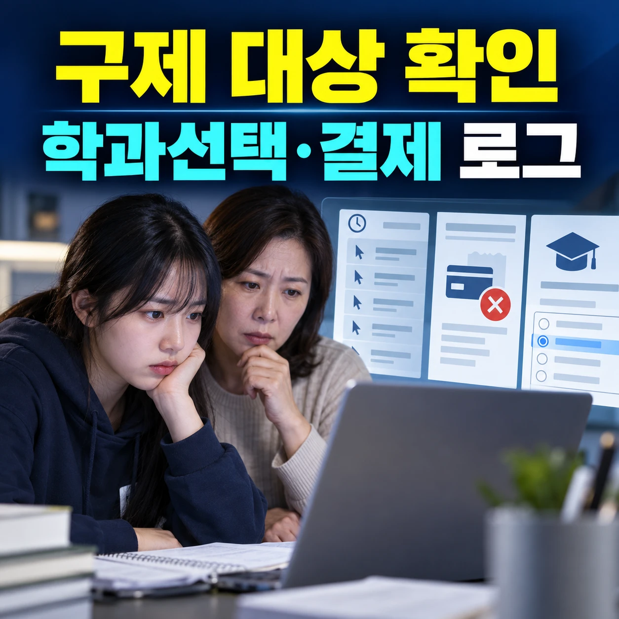 수시 원서접수 장애 구제 대상 학과 선택 결제 시도 로그 확인 카드뉴스