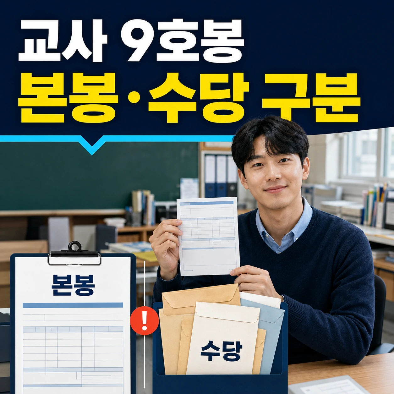 2027 교사 9호봉 본봉과 수당 구분 카드뉴스