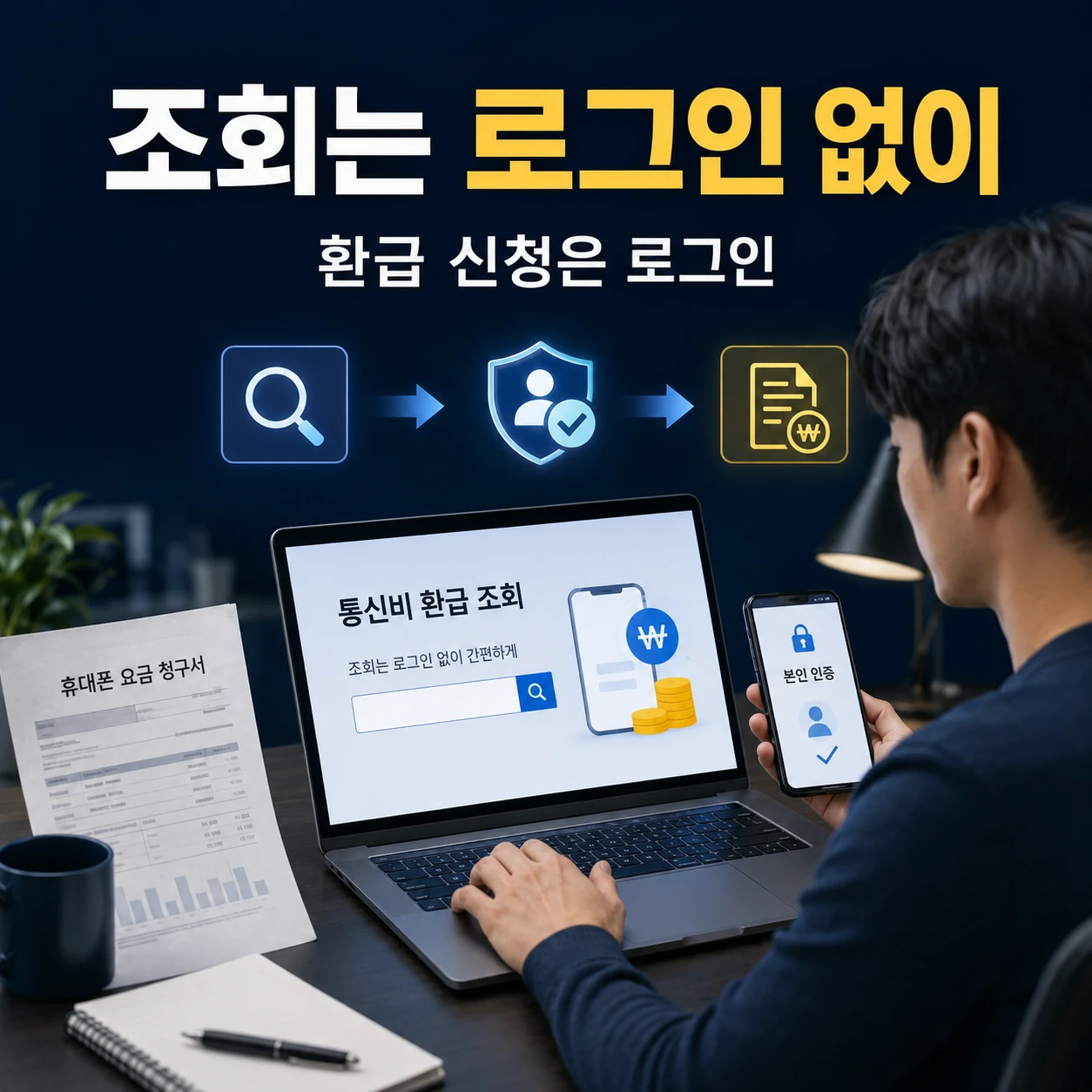 통신비 환급금 조회는 로그인 없이 하고 환급 신청은 로그인하는 순서 카드뉴스