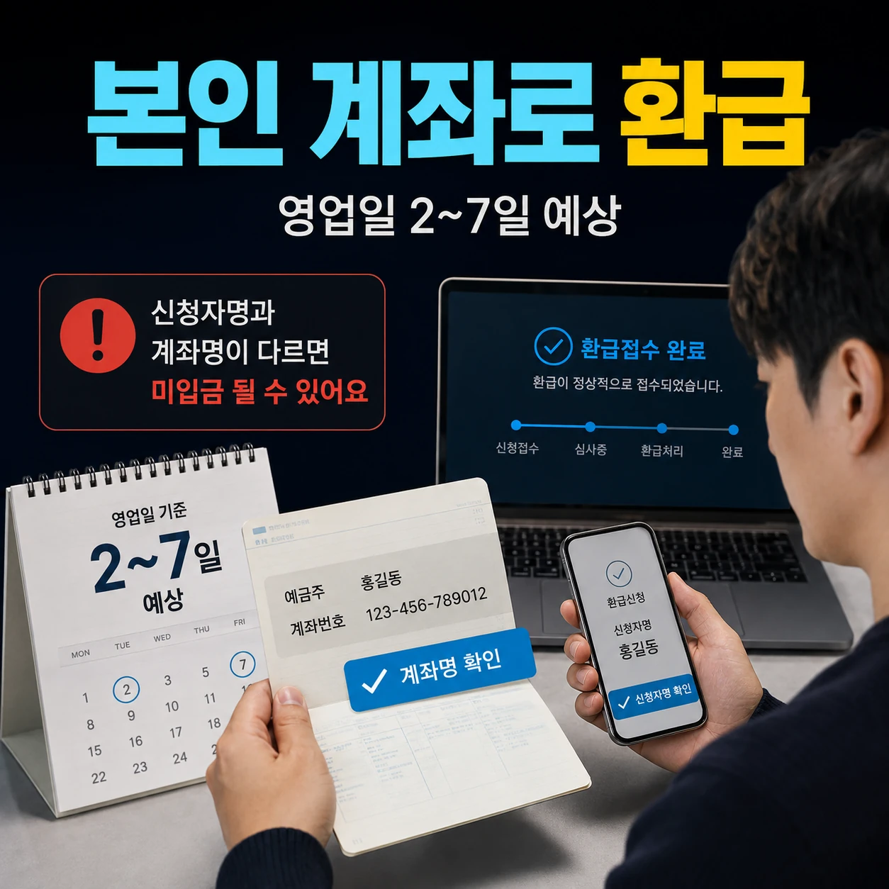 통신비 환급금 본인 명의 계좌 입금과 영업일 2일에서 7일 확인 카드뉴스