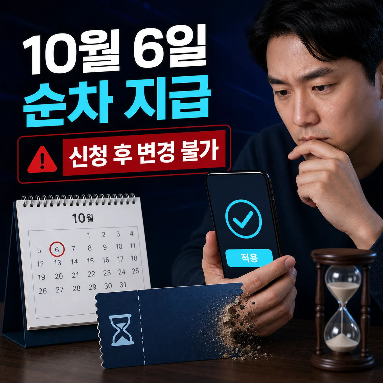티빙 보상 10월 6일 순차 지급과 신청 후 변경 불가를 안내하는 카드뉴스