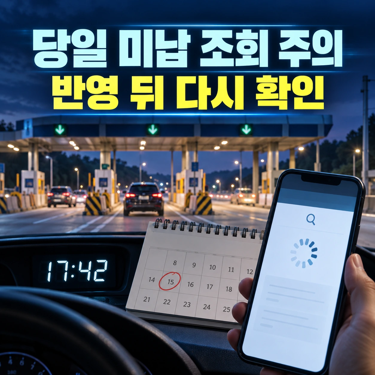 하이패스 통과 당일 미납통행료가 조회되지 않을 때 반영 후 재확인하는 방법 카드뉴스