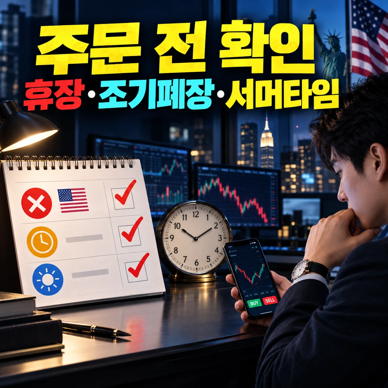 미국주식 주문 전 미장 휴장 조기폐장 서머타임 확인 카드뉴스