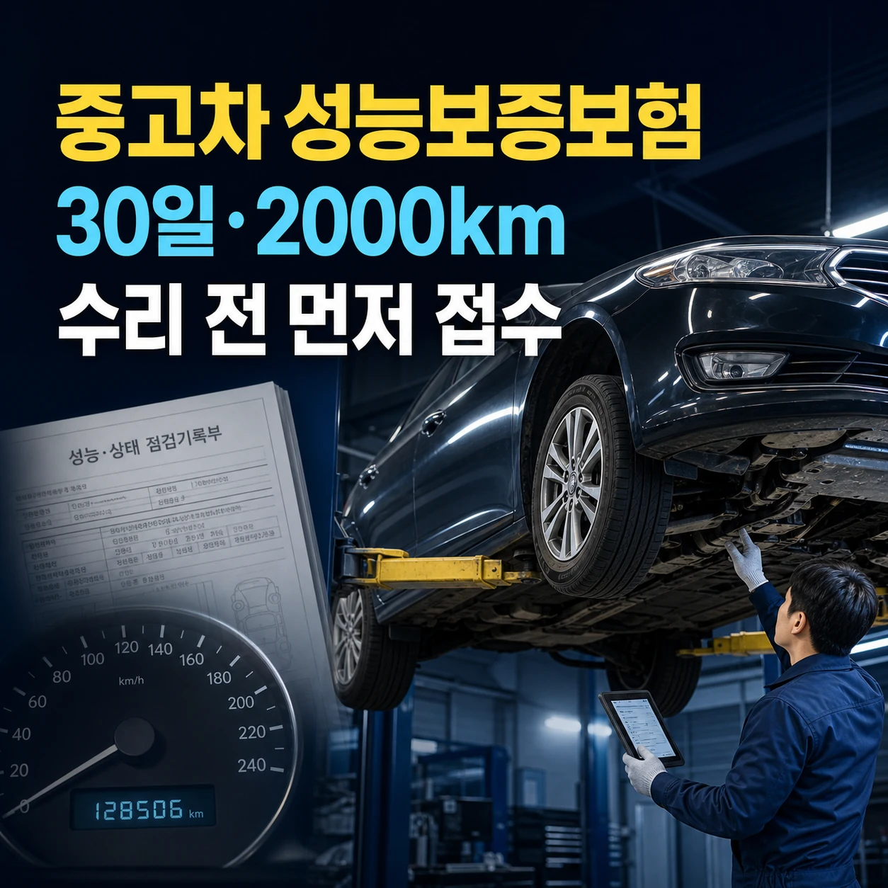 중고차 성능보증보험 접수 방법, 30일 2,000km 점검 보상범위 자부담 금액 가격 비용 미세누유 확인