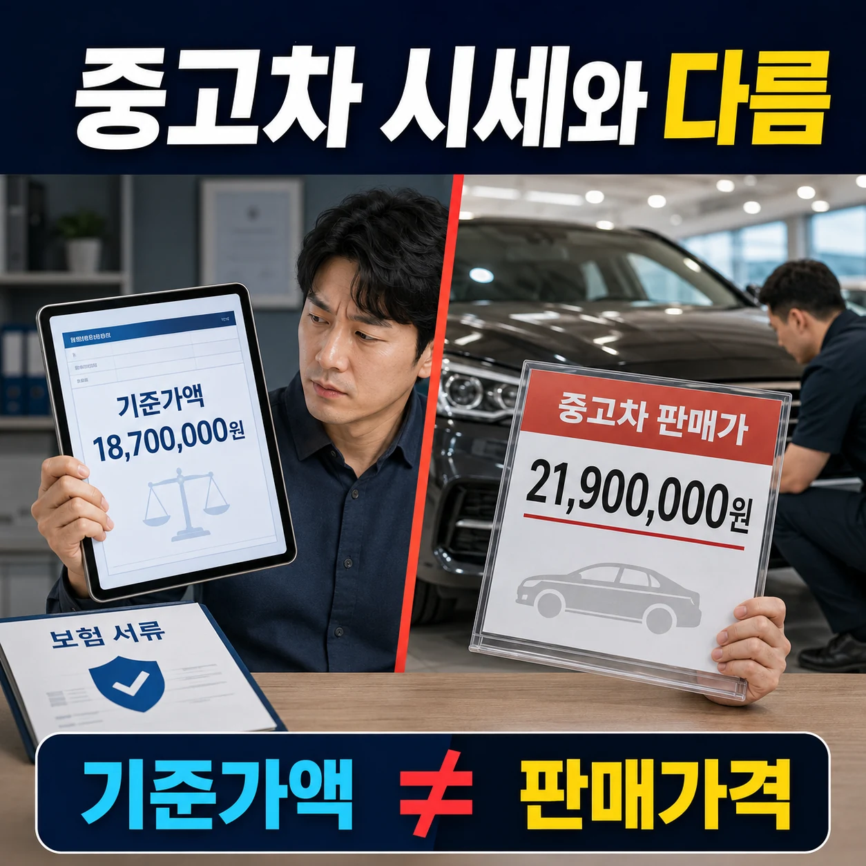 보험개발원 차량기준가액과 중고차 실제 판매가격 차이 카드뉴스