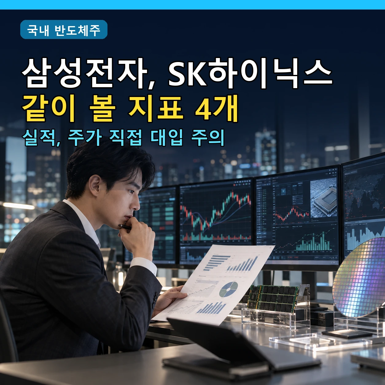 마이크론 실적과 삼성전자 SK하이닉스 등 국내 반도체주의 산업 지표를 비교하는 분석 이미지