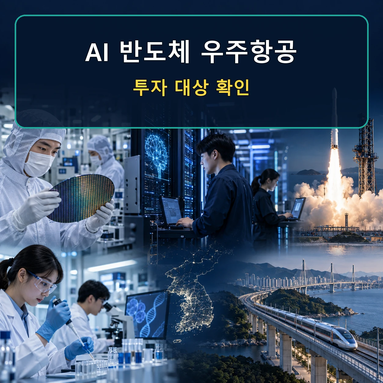 반도체 AI 바이오 우주항공과 지역 인프라가 국민성장펀드 지원 대상임을 표현한 이미지
